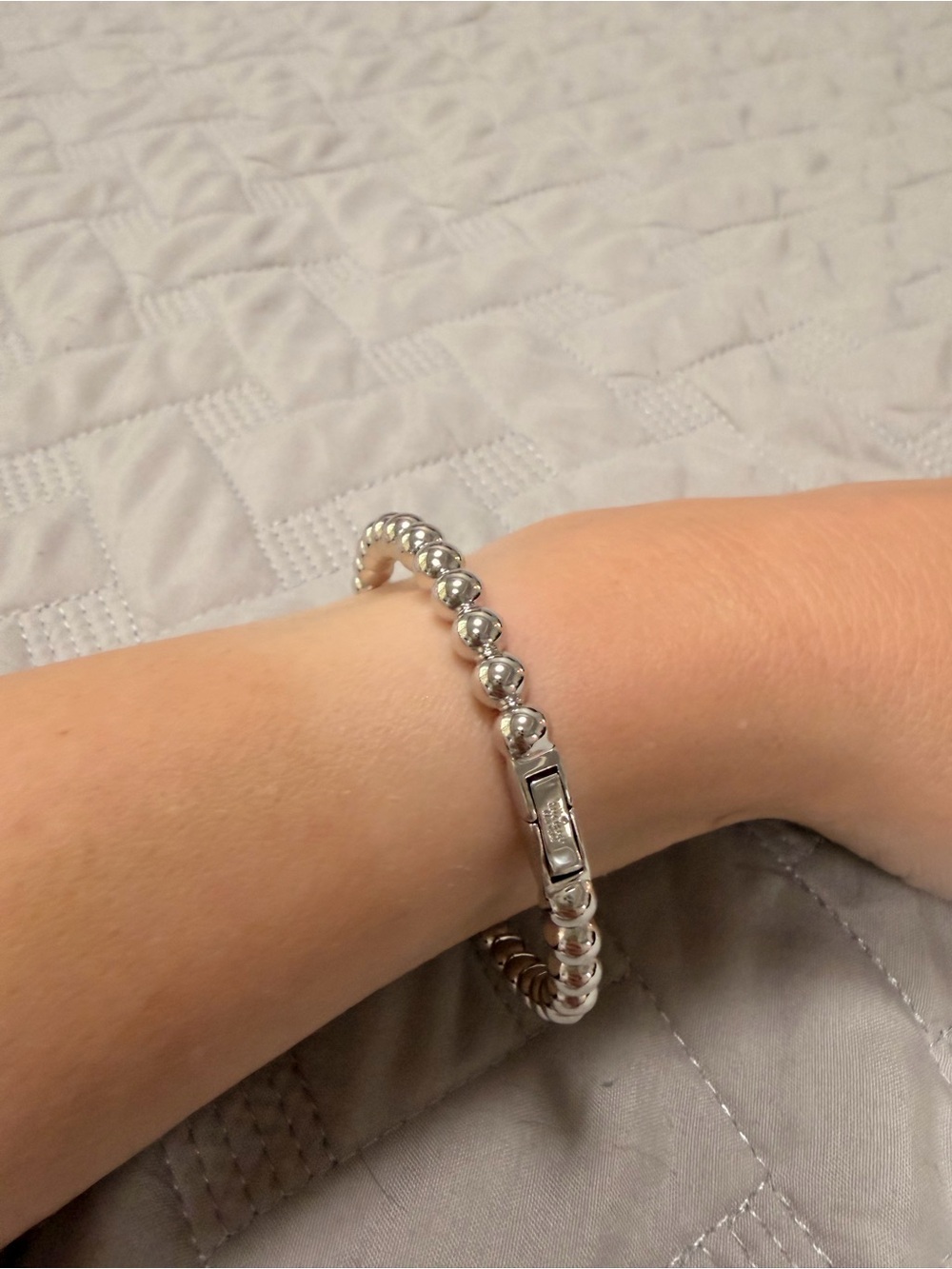 Kate Spade New York Silver Tone Beaded Bracelet Hidden Clasp w/ Dust Bag